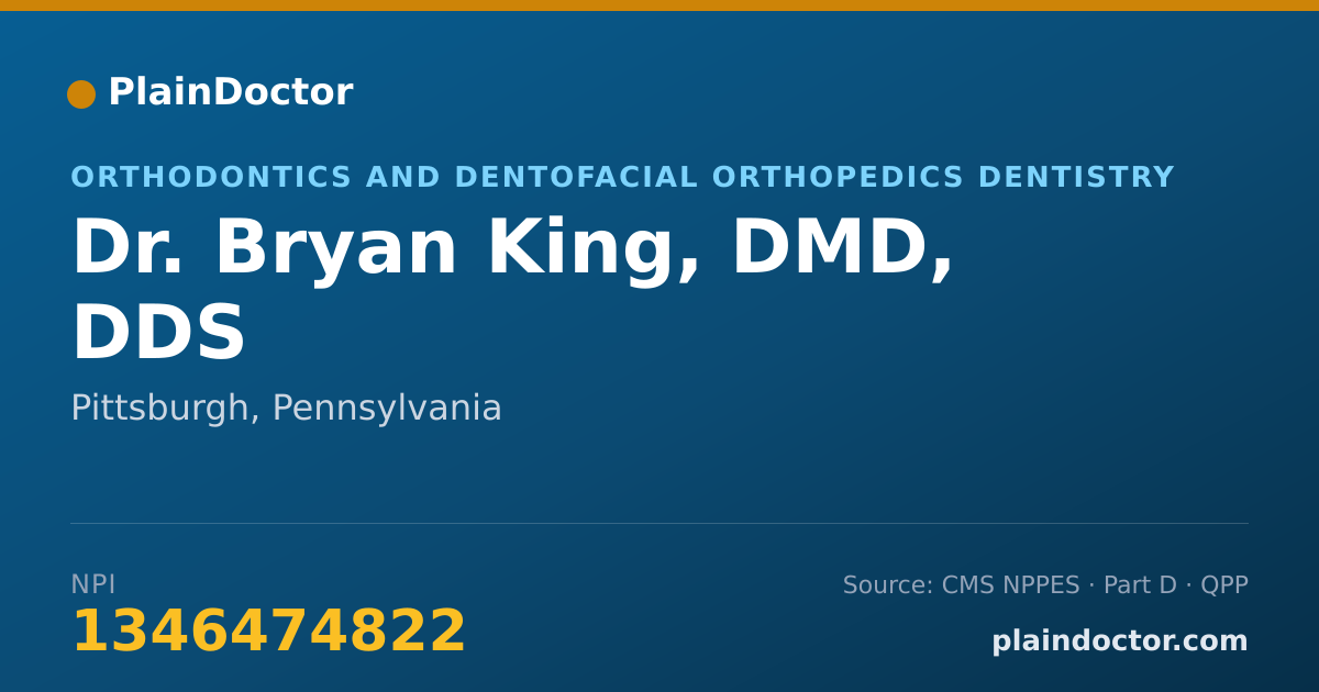 Shareable card for Bryan King, DMD, DDS - Orthodontics and Dentofacial Orthopedics Dentistry, Pittsburgh, PA