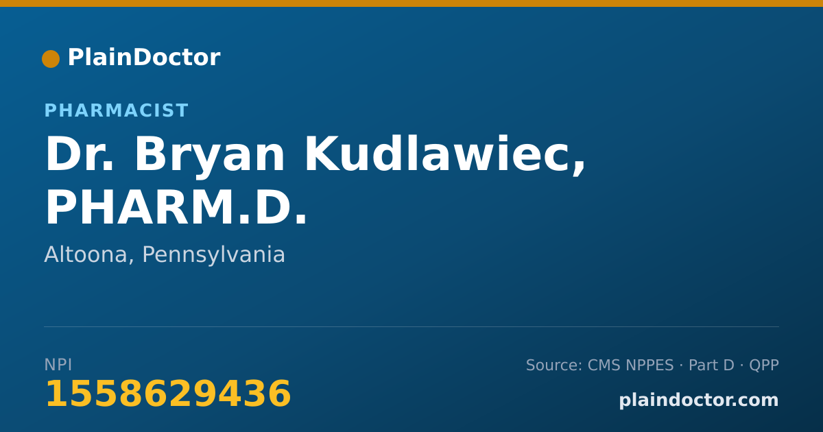Shareable card for Bryan Kudlawiec, PHARM.D. - Pharmacist, Altoona, PA