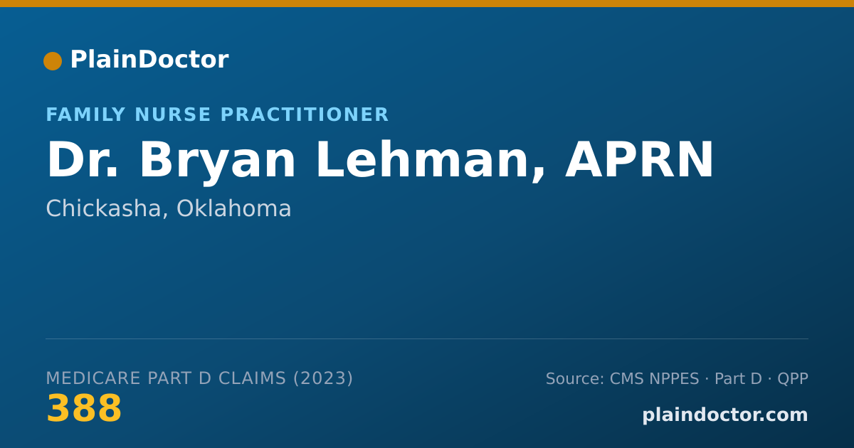 Shareable card for Bryan Lehman, APRN - Family Nurse Practitioner, Chickasha, OK