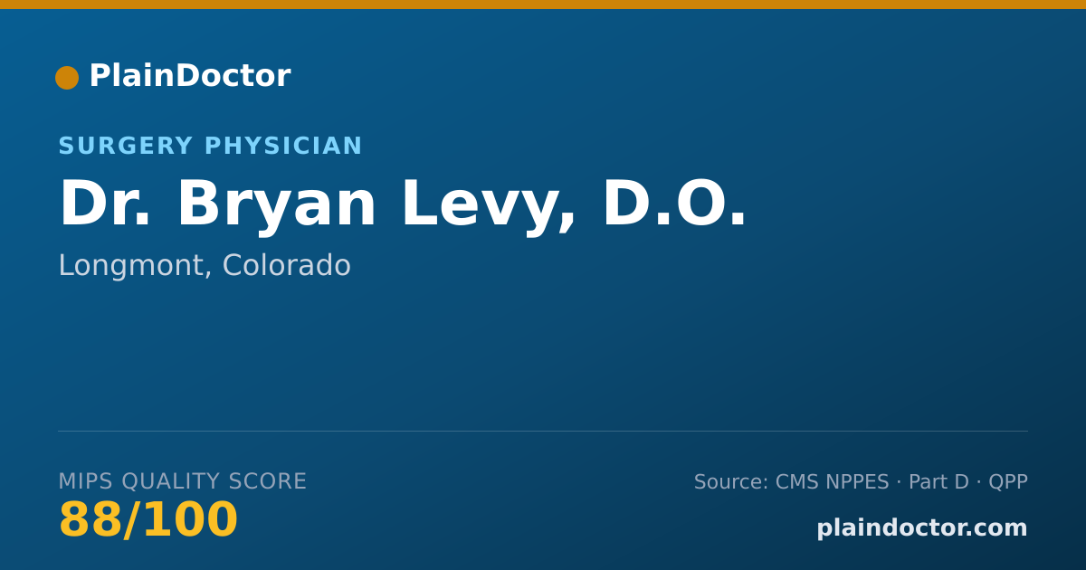 Shareable card for Bryan Levy, D.O. - Surgery Physician, Longmont, CO