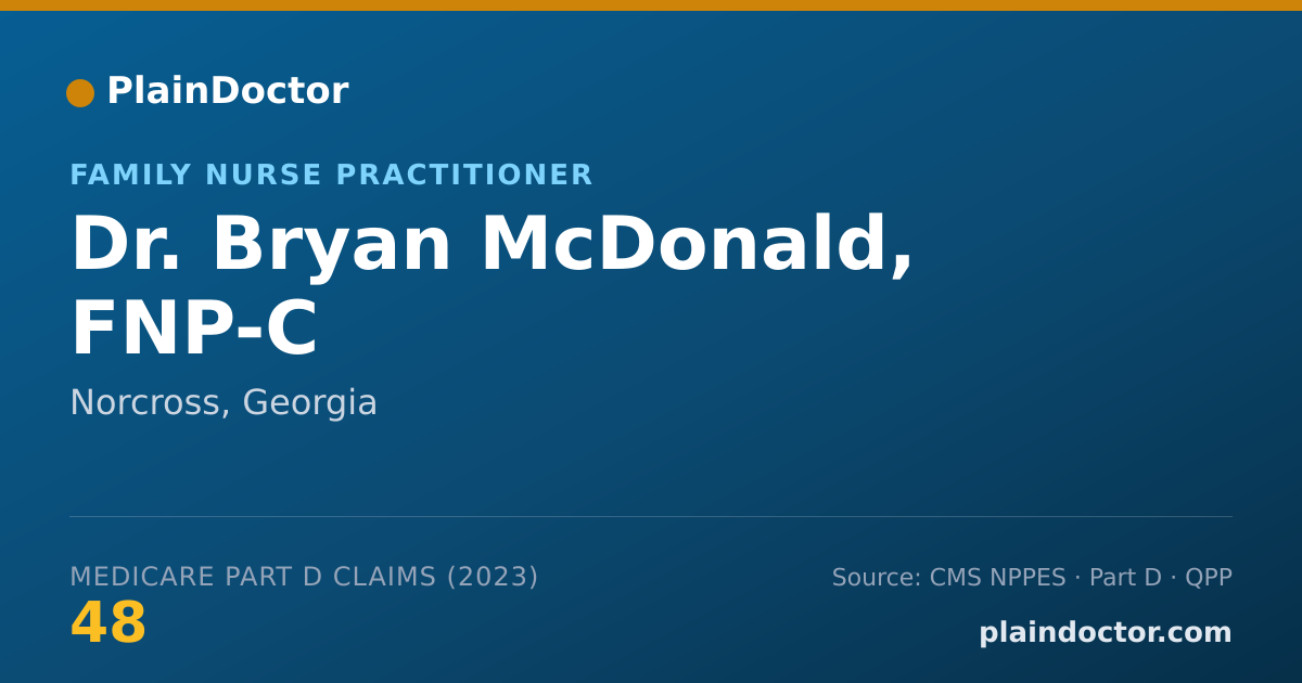 Shareable card for Bryan McDonald, FNP-C - Family Nurse Practitioner, Norcross, GA