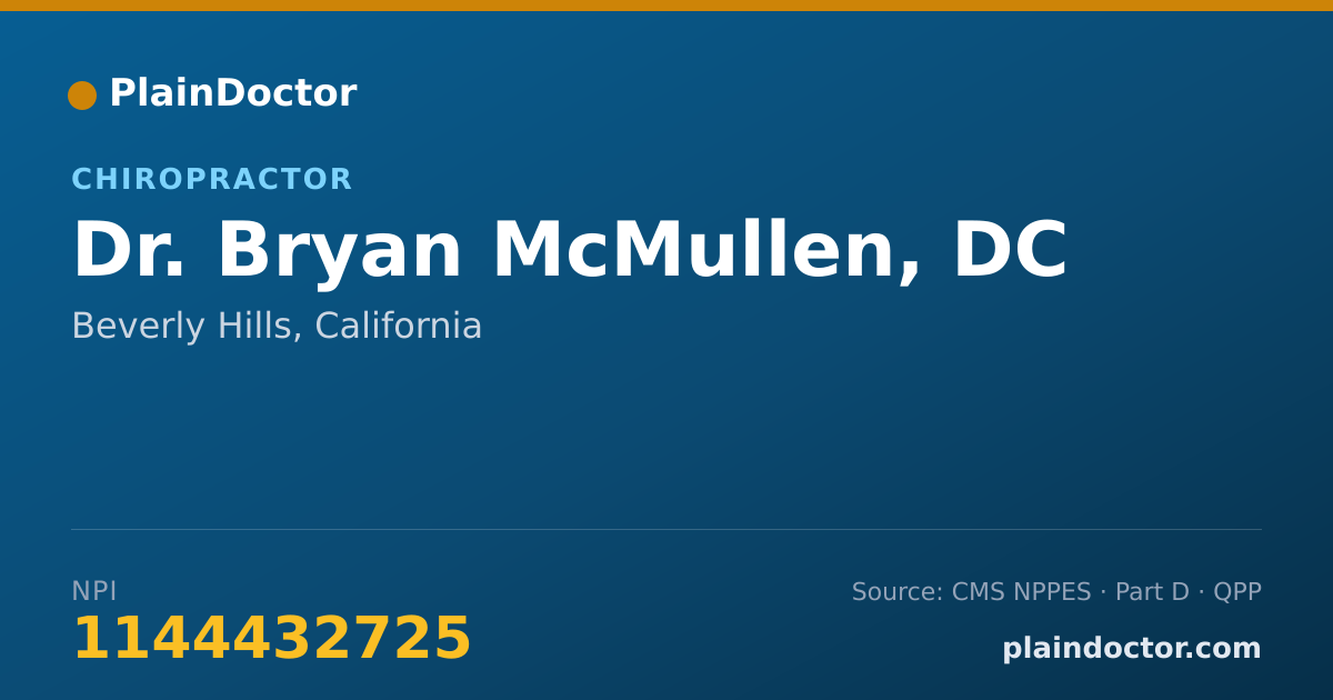 Shareable card for Bryan McMullen, DC - Chiropractor, Beverly Hills, CA