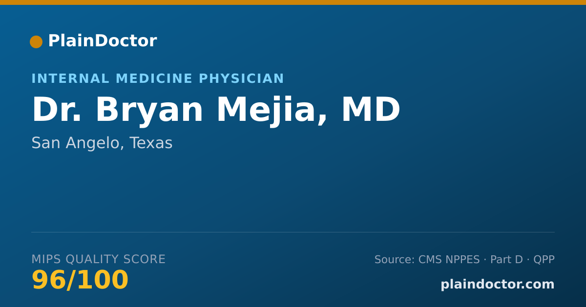 Shareable card for Bryan Mejia, MD - Internal Medicine Physician, San Angelo, TX