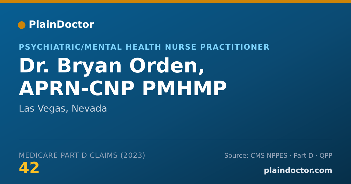 Shareable card for Bryan Orden, APRN-CNP PMHMP - Psychiatric/Mental Health Nurse Practitioner, Las Vegas, NV