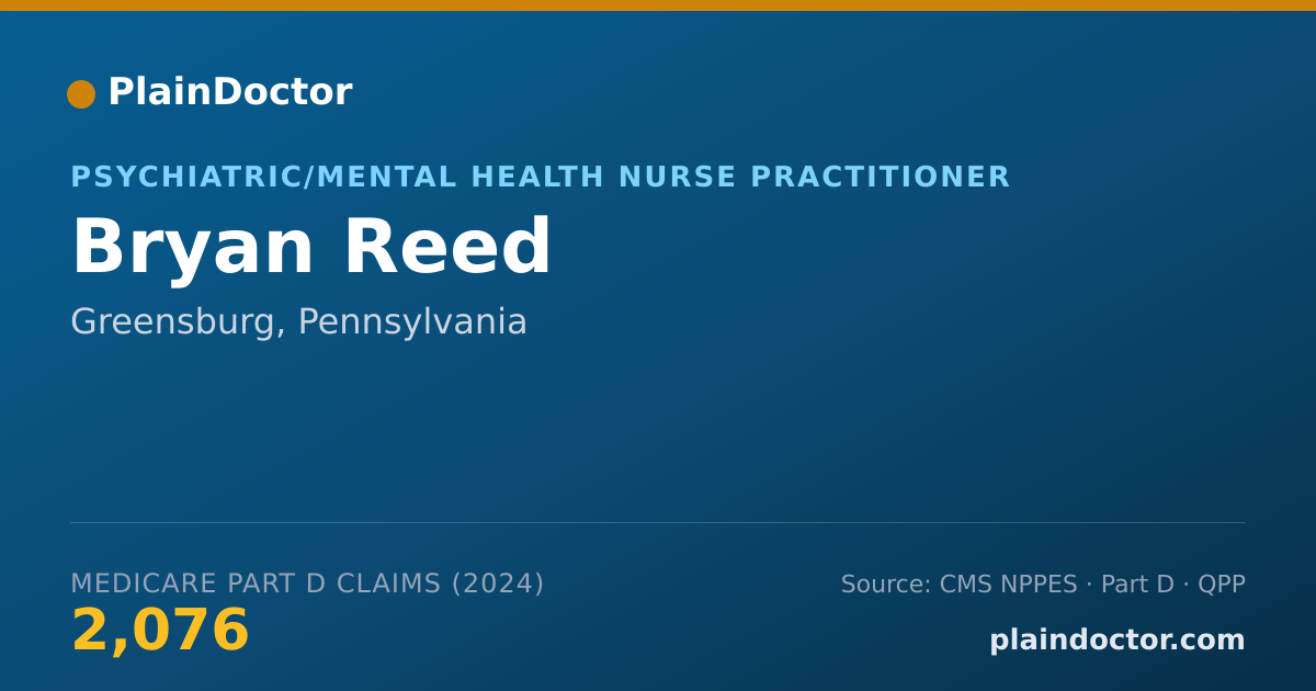 Shareable card for Bryan Reed - Psychiatric/Mental Health Nurse Practitioner, Greensburg, PA