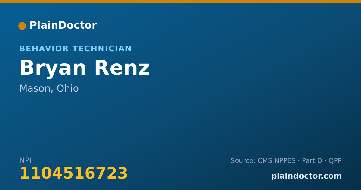 Shareable card for Bryan Renz - Behavior Technician, Mason, OH