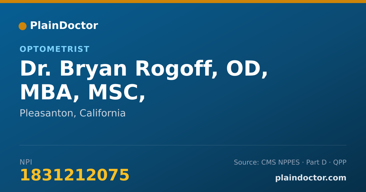 Shareable card for Bryan Rogoff, OD, MBA, MSC, - Optometrist, Pleasanton, CA