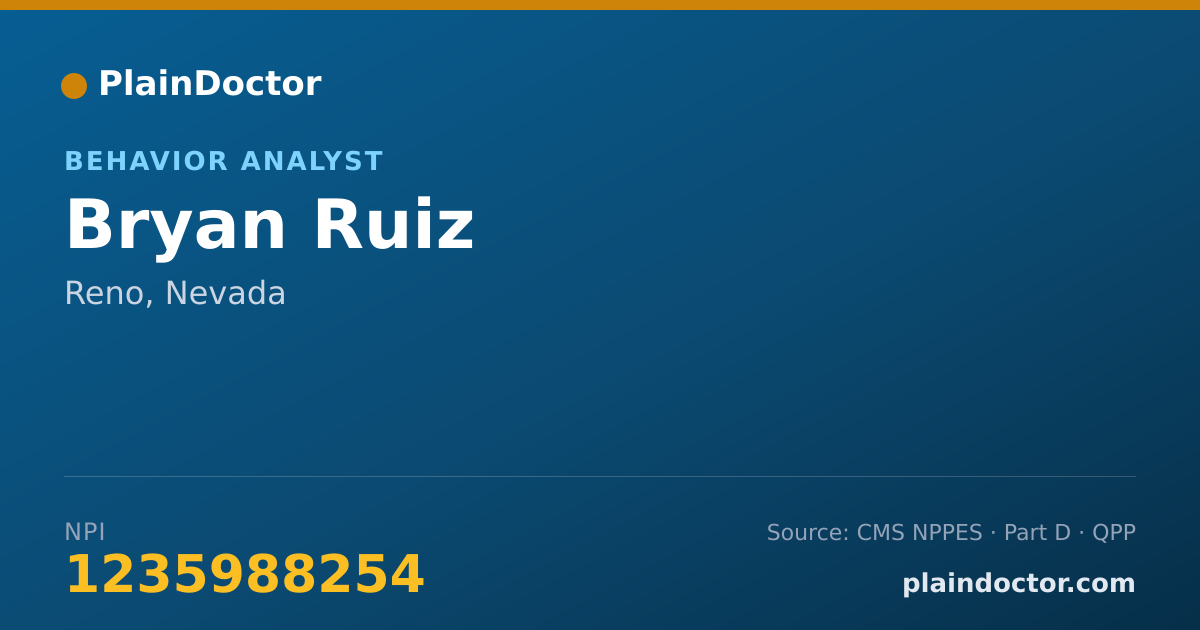 Shareable card for Bryan Ruiz - Behavior Analyst, Reno, NV
