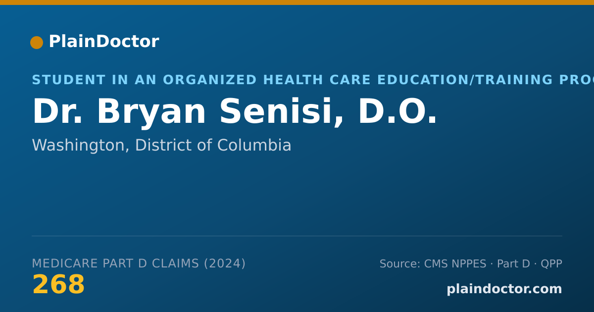 Shareable card for Bryan Senisi, D.O. - Student in an Organized Health Care Education/Training Program, Washington, DC