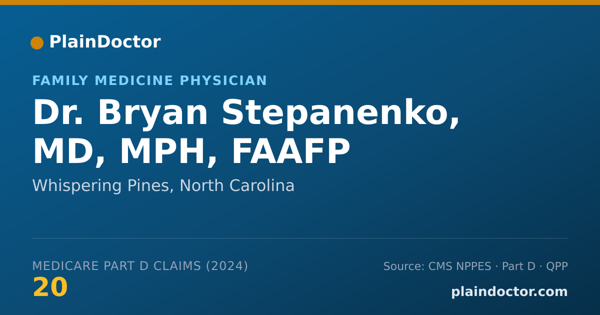 Shareable card for Bryan Stepanenko, MD, MPH, FAAFP - Family Medicine Physician, Whispering Pines, NC