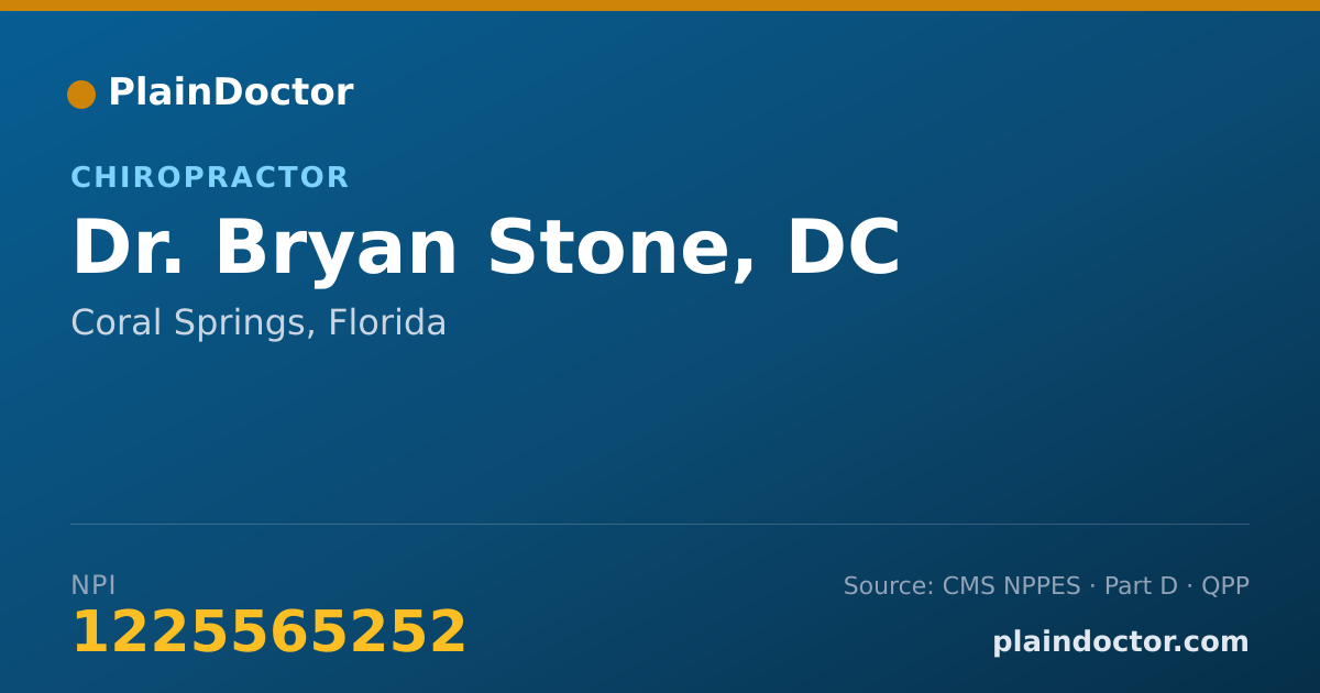 Shareable card for Bryan Stone, DC - Chiropractor, Coral Springs, FL