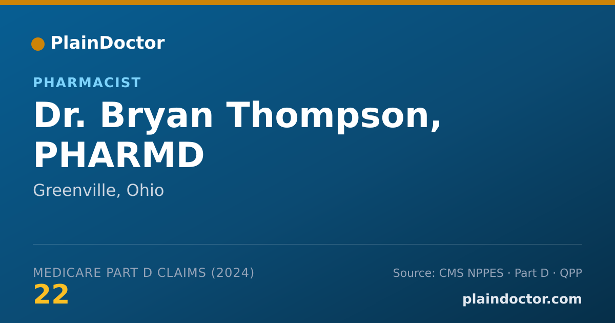 Shareable card for Bryan Thompson, PHARMD - Pharmacist, Greenville, OH