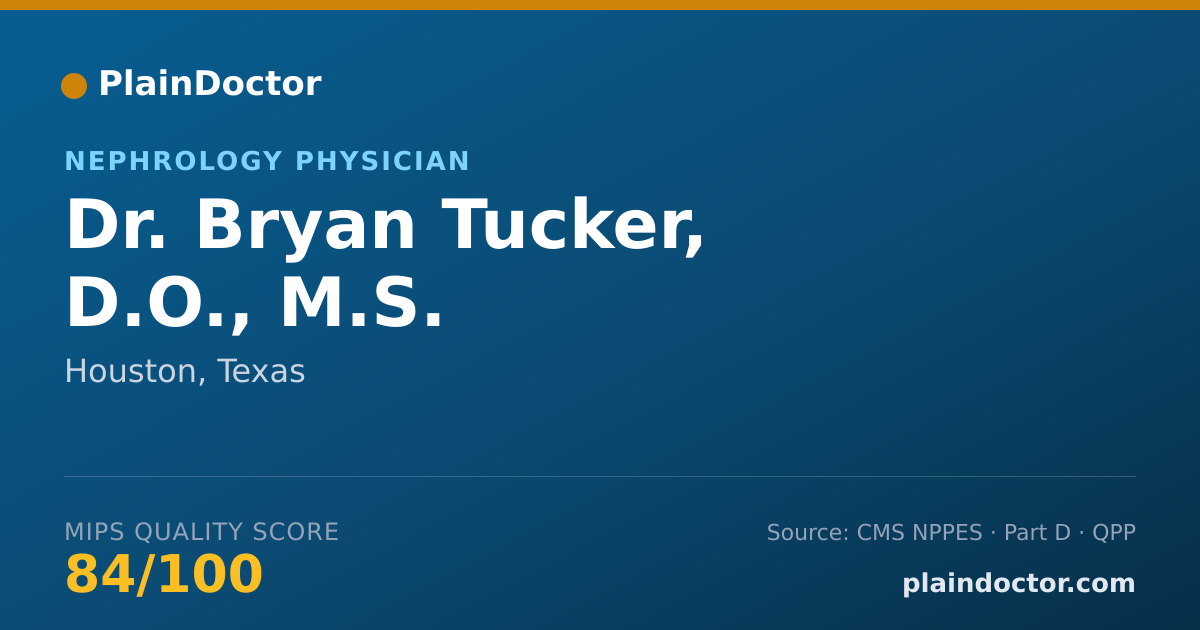 Shareable card for Bryan Tucker, D.O., M.S. - Internal Medicine Physician, Houston, TX