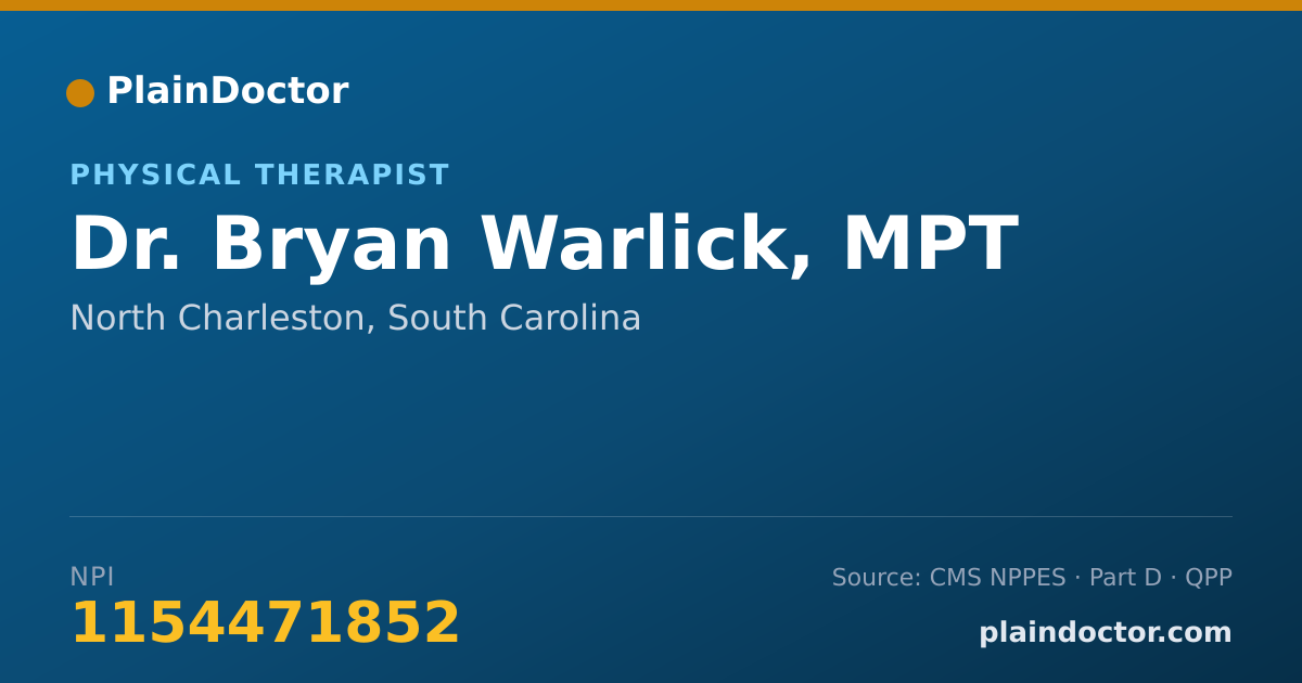 Shareable card for Bryan Warlick, MPT - Physical Therapist, North Charleston, SC