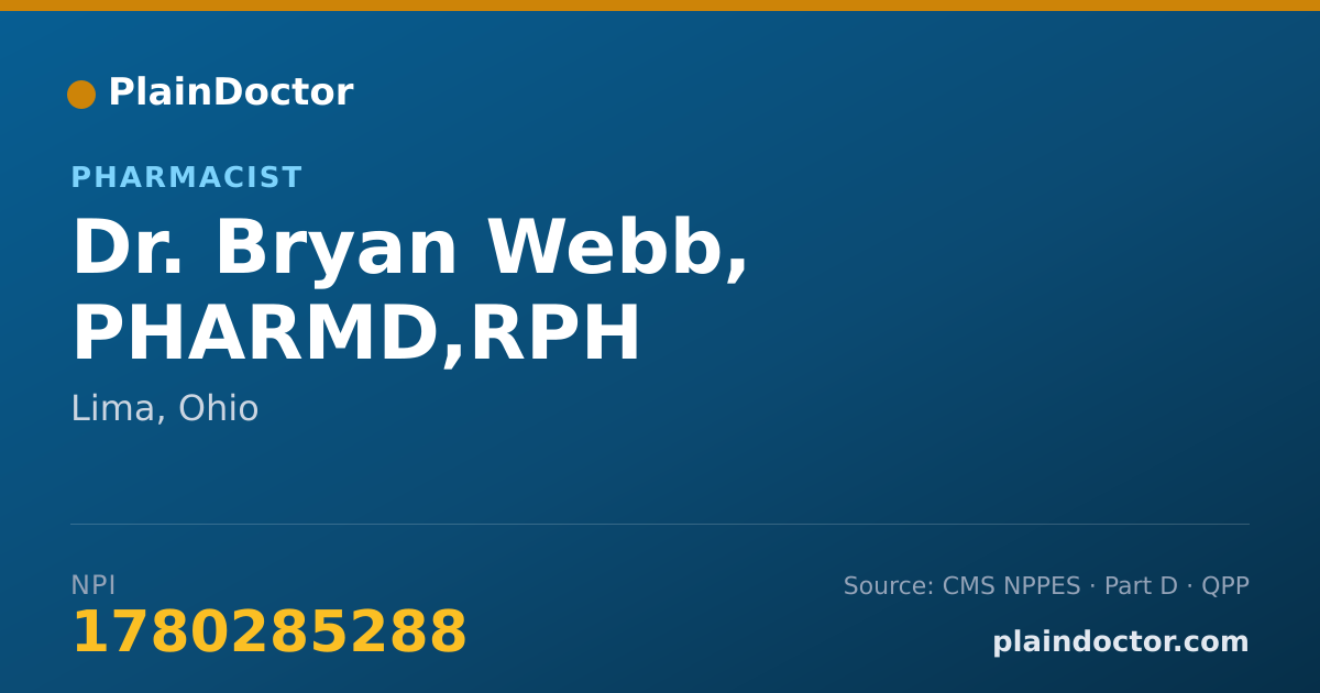 Shareable card for Bryan Webb, PHARMD,RPH - Pharmacist, Lima, OH