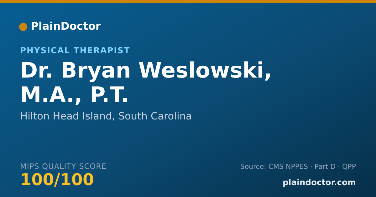 Shareable card for Bryan Weslowski, M.A., P.T. - Physical Therapist, Hilton Head Island, SC