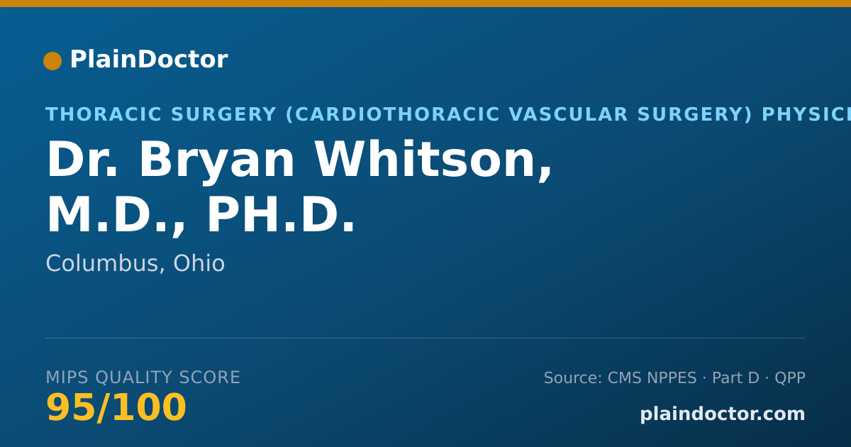 Shareable card for Bryan Whitson, M.D., PH.D. - Thoracic Surgery (Cardiothoracic Vascular Surgery) Physician, Columbus, OH