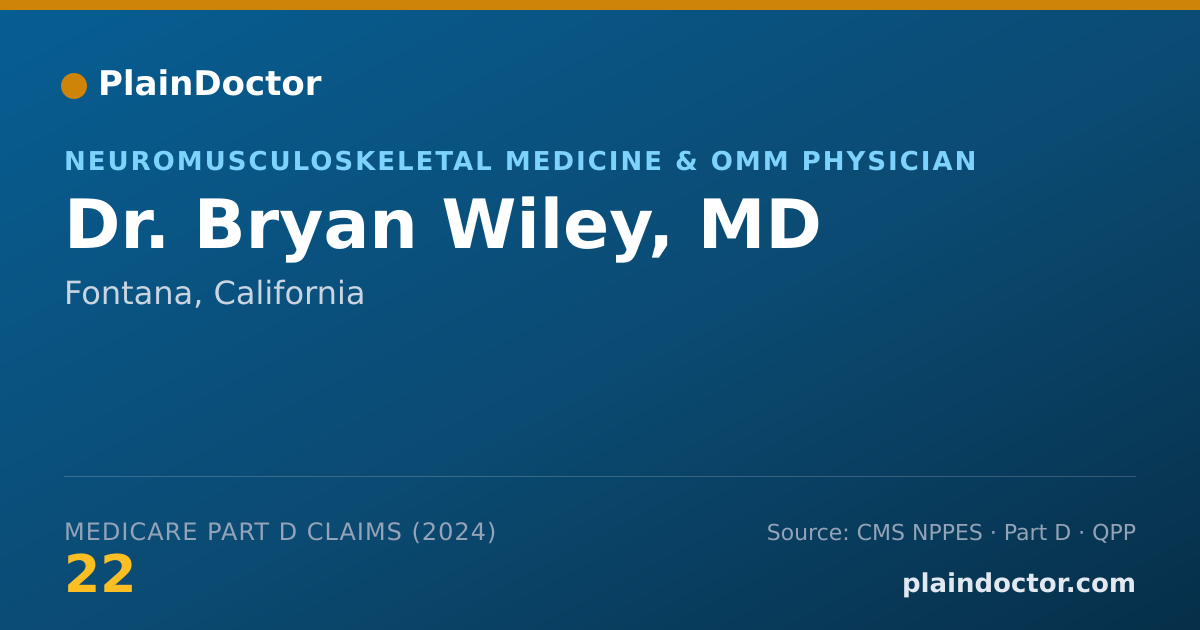 Shareable card for Bryan Wiley, MD - Neuromusculoskeletal Medicine & OMM Physician, Fontana, CA