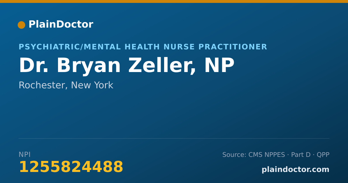 Shareable card for Bryan Zeller, NP - Psychiatric/Mental Health Nurse Practitioner, Rochester, NY