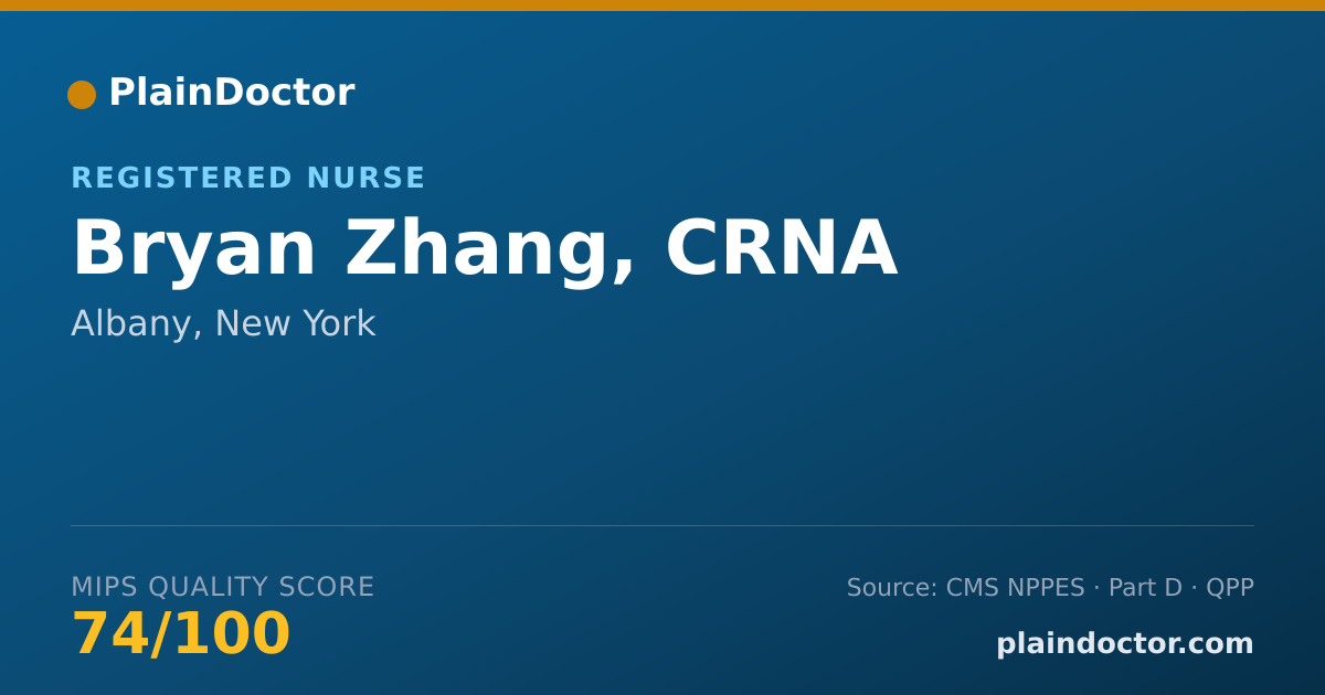 Shareable card for Bryan Zhang, CRNA - Critical Care Medicine (Internal Medicine) Physician, Albany, NY