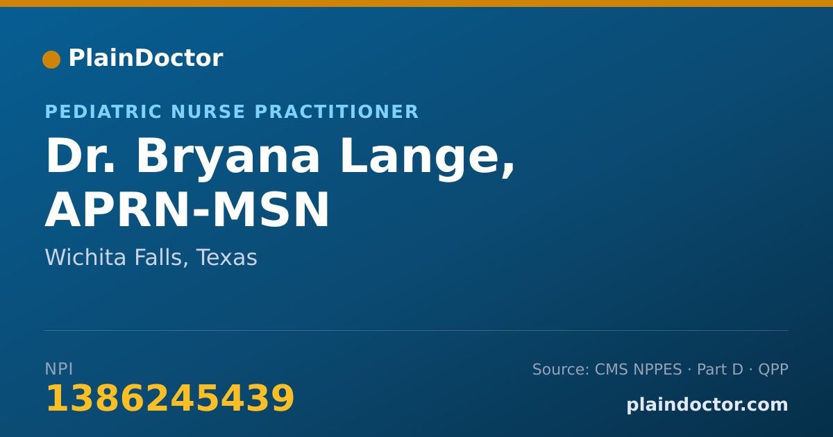 Shareable card for Bryana Lange, APRN-MSN - Pediatric Nurse Practitioner, Wichita Falls, TX