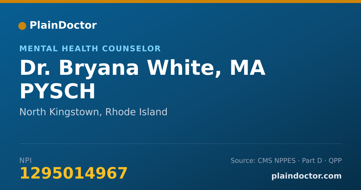 Shareable card for Bryana White, MA PYSCH - Mental Health Counselor, North Kingstown, RI