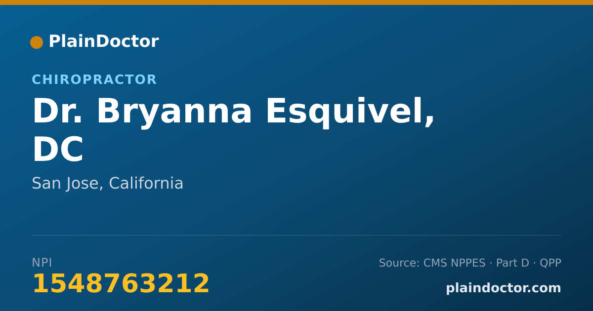 Shareable card for Bryanna Esquivel, DC - Chiropractor, San Jose, CA