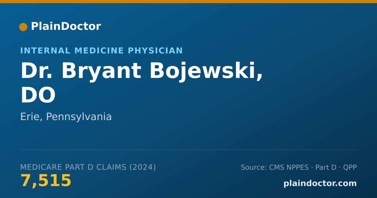 Shareable card for Bryant Bojewski, DO - Internal Medicine Physician, Erie, PA