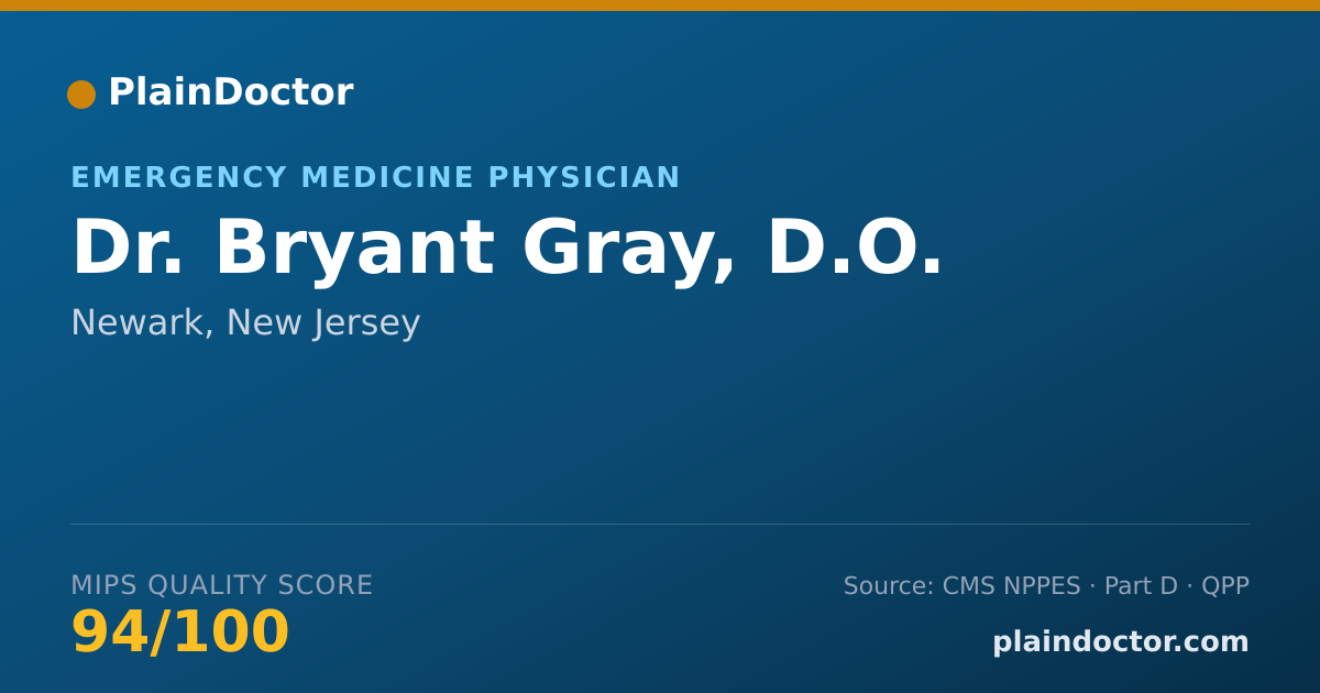 Shareable card for Bryant Gray, D.O. - Emergency Medicine Physician, Newark, NJ