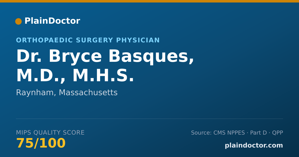 Shareable card for Bryce Basques, M.D., M.H.S. - Orthopaedic Surgery Physician, Raynham, MA