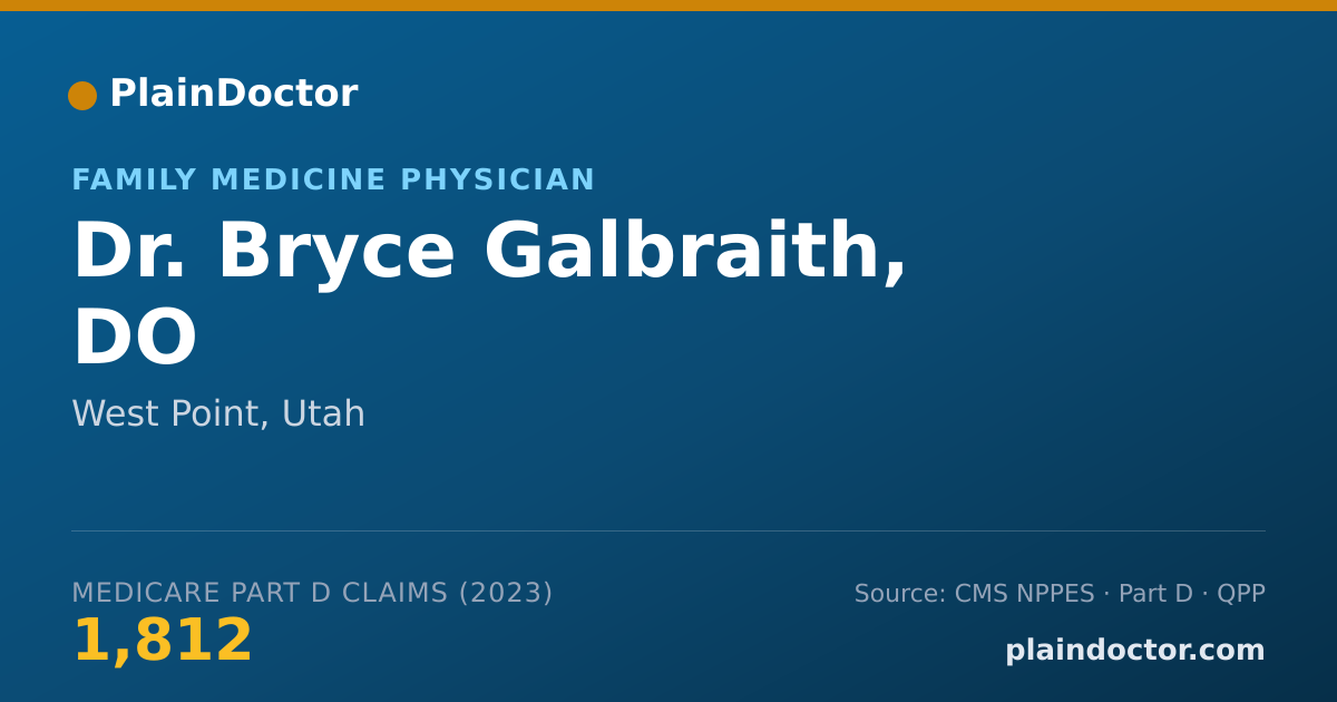 Shareable card for Bryce Galbraith, DO - Family Medicine Physician, West Point, UT