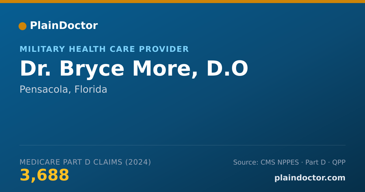 Shareable card for Bryce More, D.O - Military Health Care Provider, Pensacola, FL