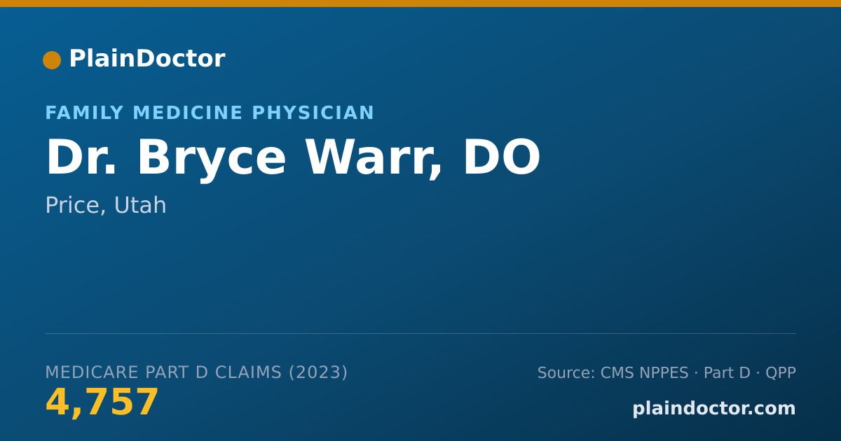 Shareable card for Bryce Warr, DO - Family Medicine Physician, Price, UT