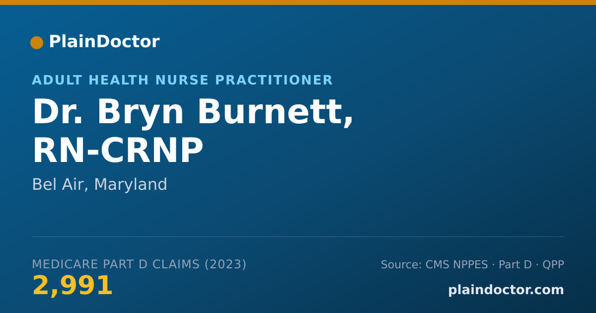 Shareable card for Bryn Burnett, RN-CRNP - Adult Health Nurse Practitioner, Bel Air, MD