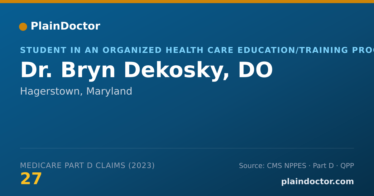 Shareable card for Bryn Dekosky, DO - Student in an Organized Health Care Education/Training Program, Hagerstown, MD