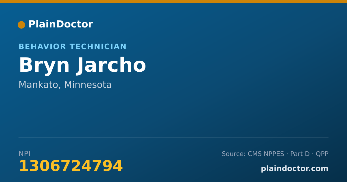 Shareable card for Bryn Jarcho - Behavior Technician, Mankato, MN