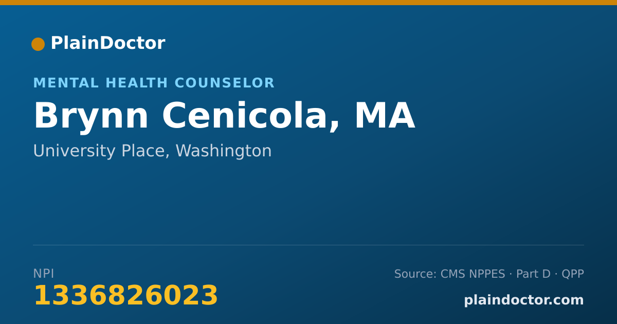 Shareable card for Brynn Cenicola, MA - Mental Health Counselor, University Place, WA