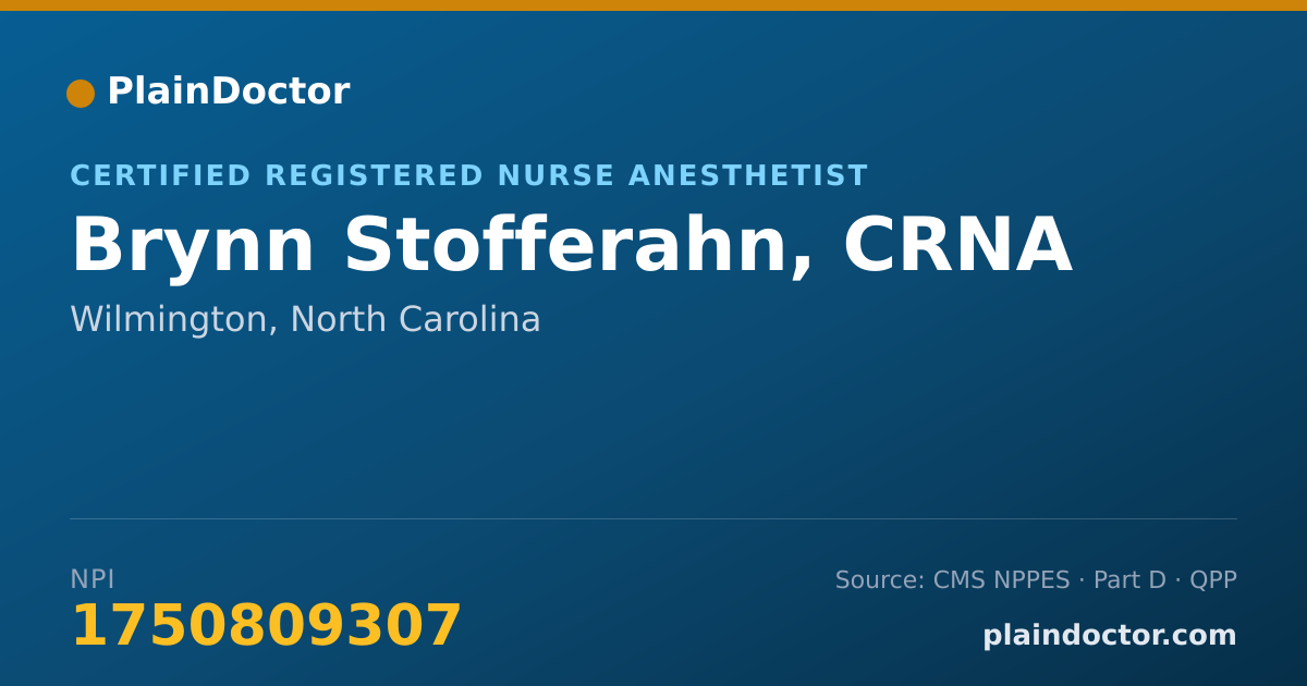 Shareable card for Brynn Stofferahn, CRNA - Critical Care Medicine Registered Nurse, Wilmington, NC