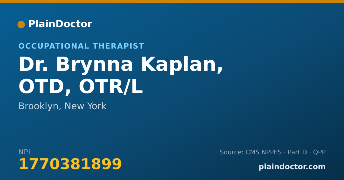Shareable card for Brynna Kaplan, OTD, OTR/L - Occupational Therapist, Brooklyn, NY