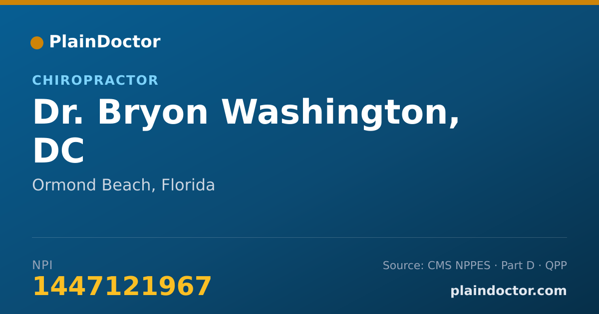 Shareable card for Bryon Washington, DC - Chiropractor, Ormond Beach, FL