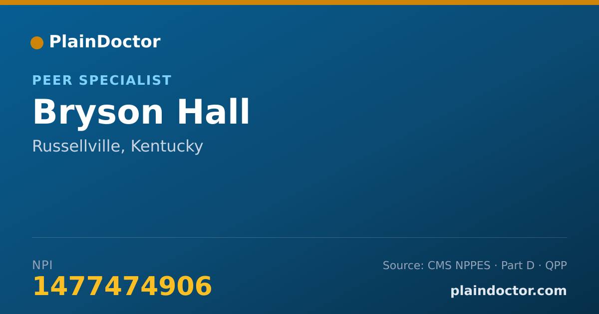 Shareable card for Bryson Hall - Peer Specialist, Russellville, KY
