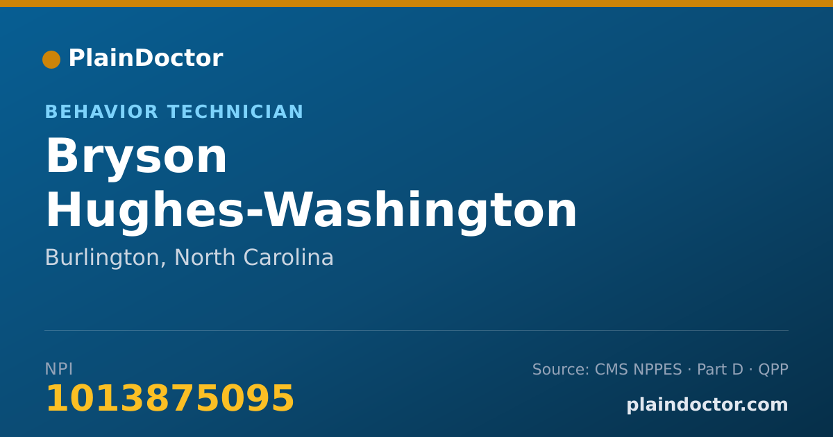 Shareable card for Bryson Hughes-Washington - Behavior Technician, Burlington, NC