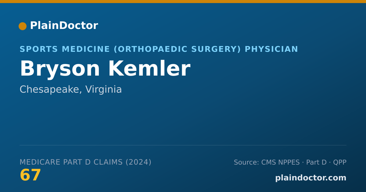 Shareable card for Bryson Kemler - Sports Medicine (Orthopaedic Surgery) Physician, Chesapeake, VA
