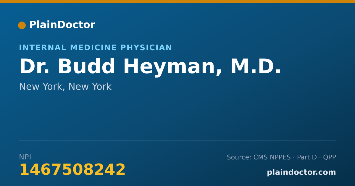 Shareable card for Budd Heyman, M.D. - Internal Medicine Physician, New York, NY