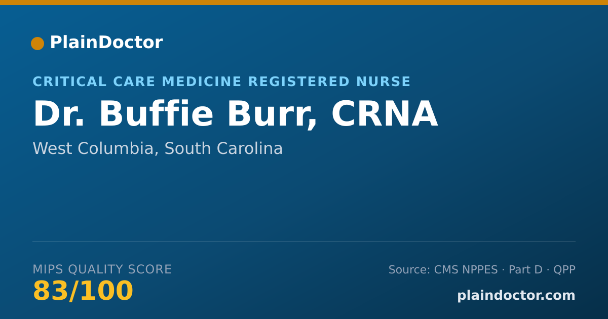 Shareable card for Buffie Burr, CRNA - Critical Care Medicine Registered Nurse, West Columbia, SC
