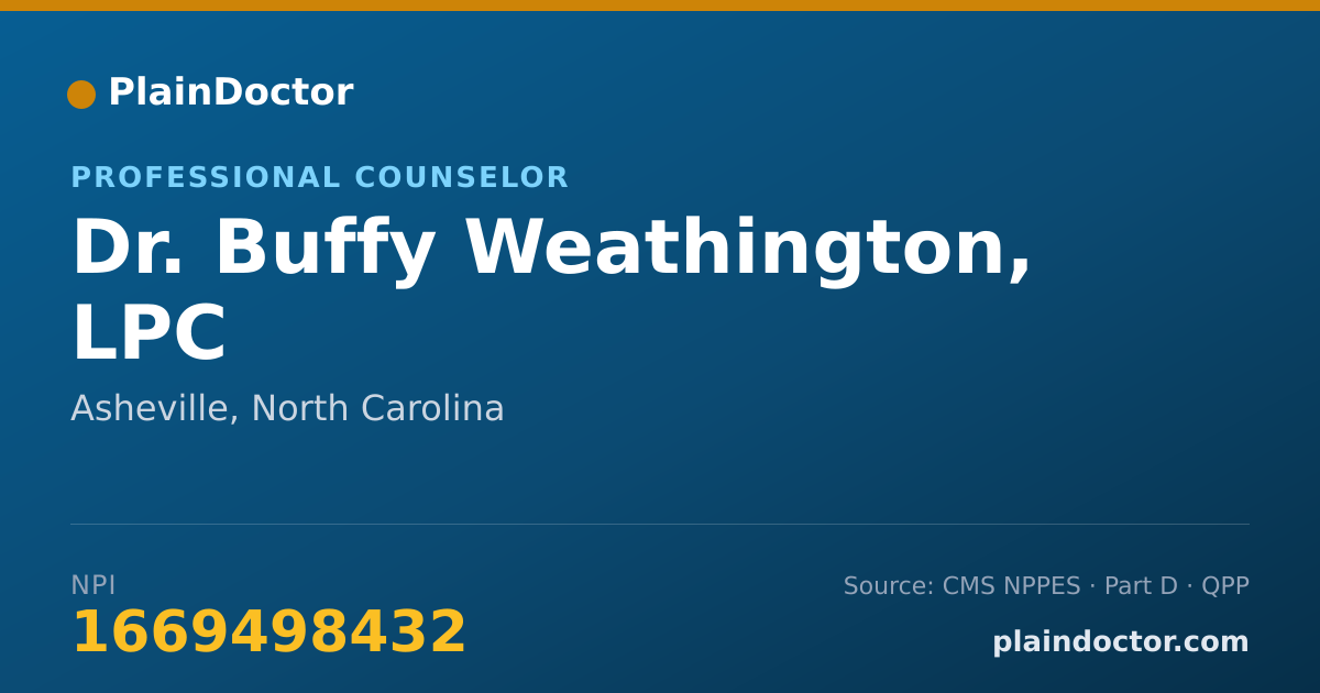 Shareable card for Buffy Weathington, LPC - Professional Counselor, Asheville, NC