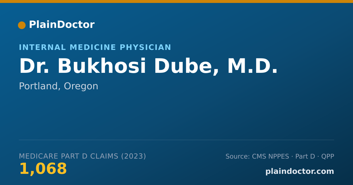 Shareable card for Bukhosi Dube, M.D. - Internal Medicine Physician, Portland, OR