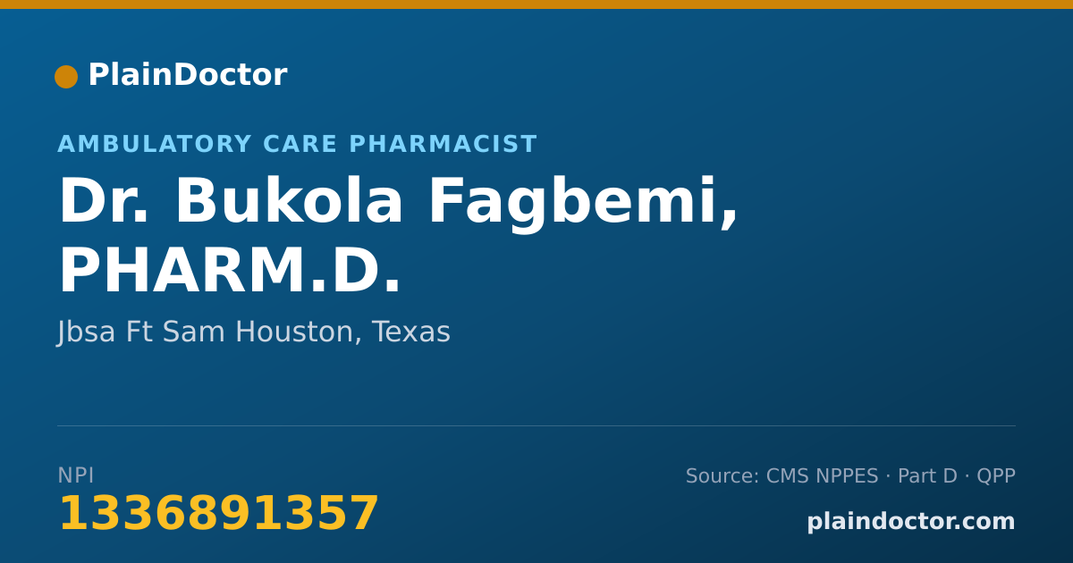 Shareable card for Bukola Fagbemi, PHARM.D. - Ambulatory Care Pharmacist, Jbsa Ft Sam Houston, TX