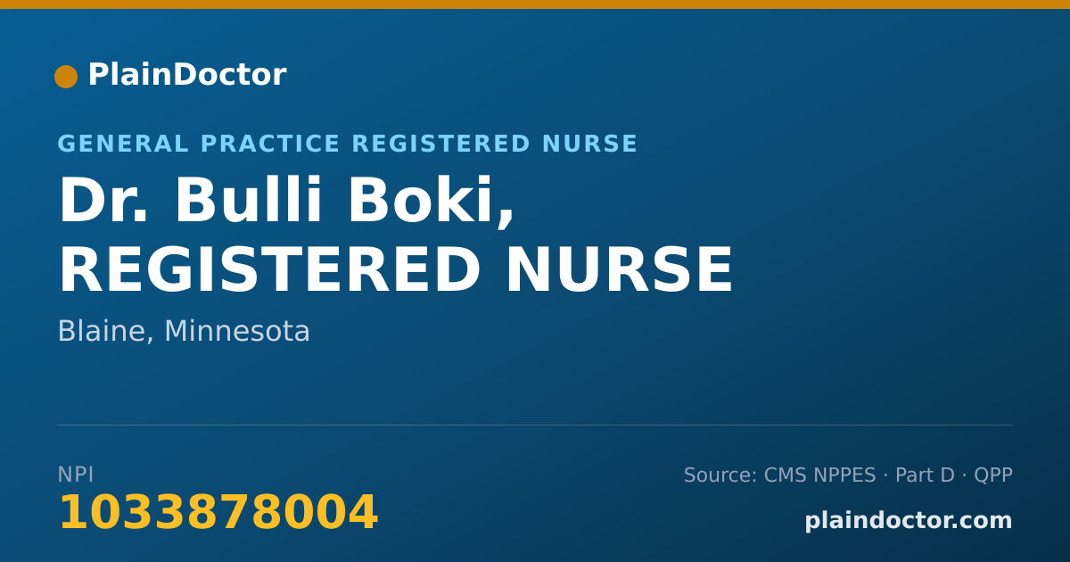 Shareable card for Bulli Boki, REGISTERED NURSE - General Practice Registered Nurse, Blaine, MN
