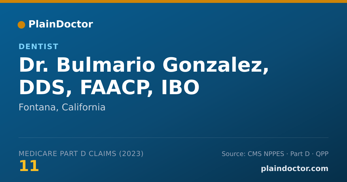 Shareable card for Bulmario Gonzalez, DDS, FAACP, IBO - Dentist, Fontana, CA